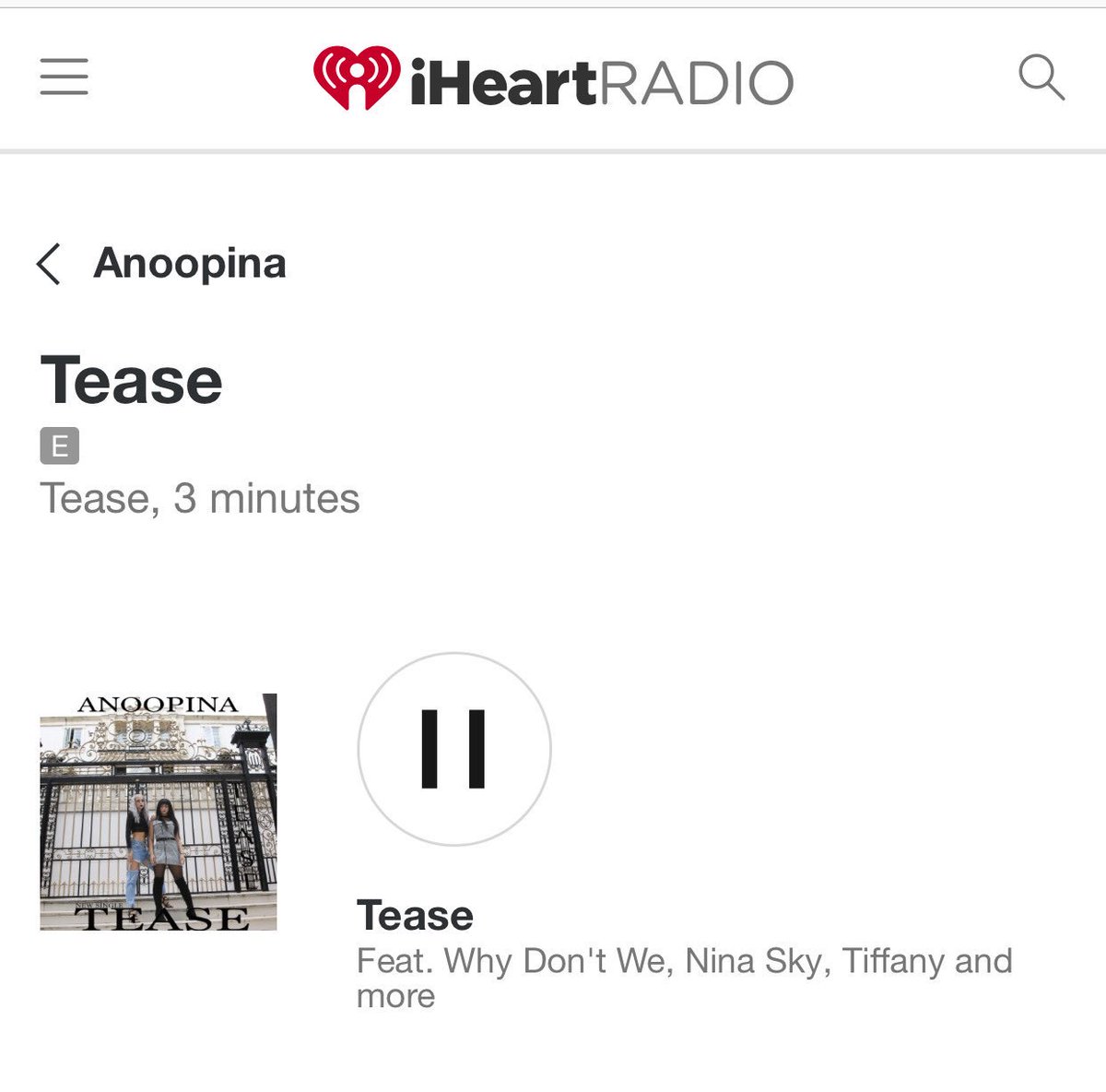 morningblu_mgmt's tweet photo. Stream for free on iHeartRadio “Tease” Anoopina!!!! https://t.co/URTacoBQj9