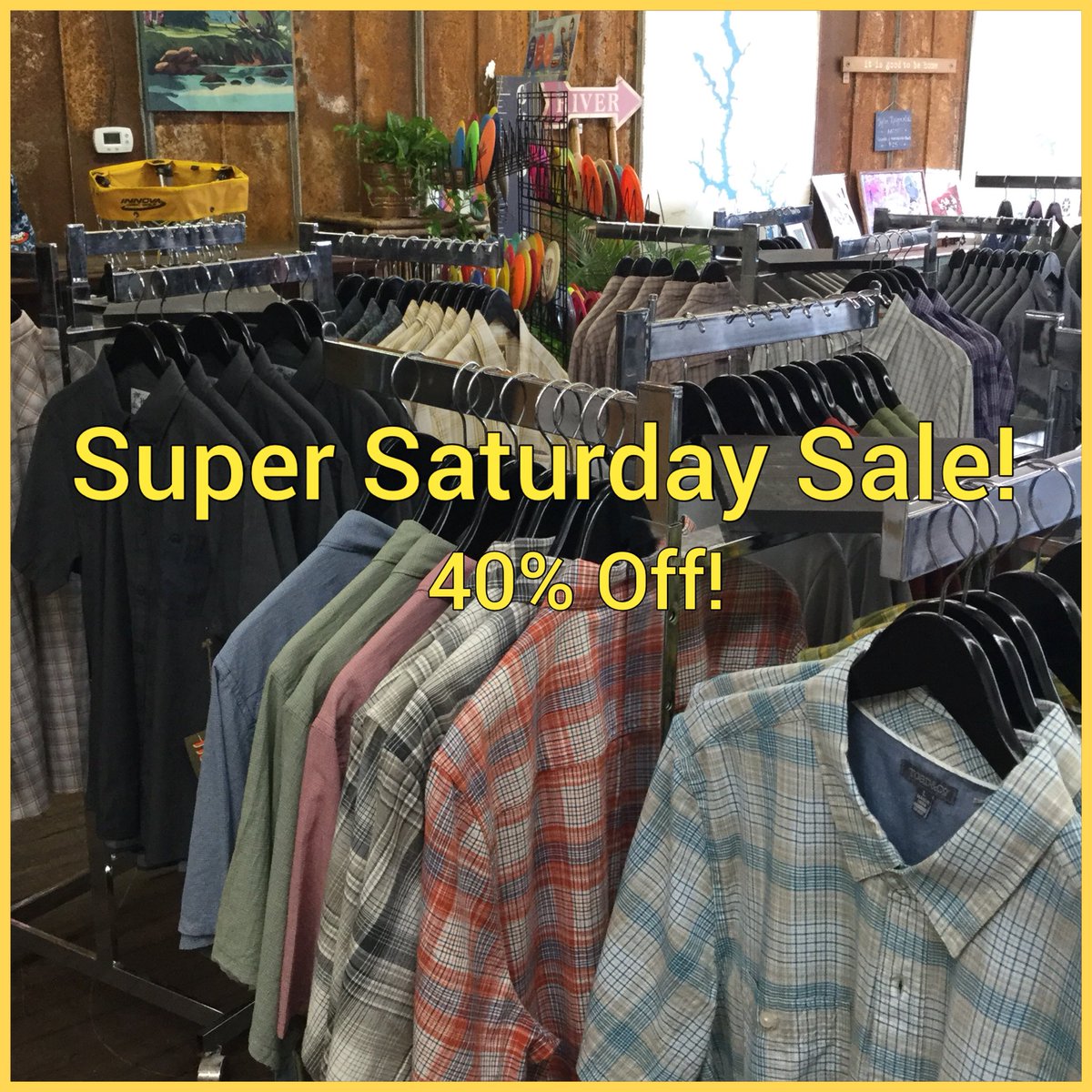 shopdeepriver's tweet photo. Super Saturday Sale! 40% off non-DRO brands! $20 tees! Today only! Tennille shop only. https://t.co/cuYfa39Ozx