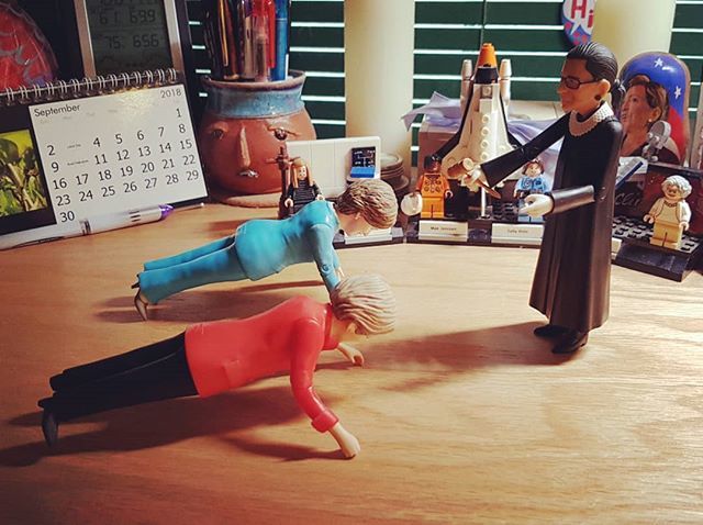 hoardedordinary's tweet photo. Fitness diva RBG schools Hillary and Elizabeth on the importance of planks and push-ups. #NotoriousAF https://t.co/y6kKe1W7TM https://t.co/tIw0tBsYcV
