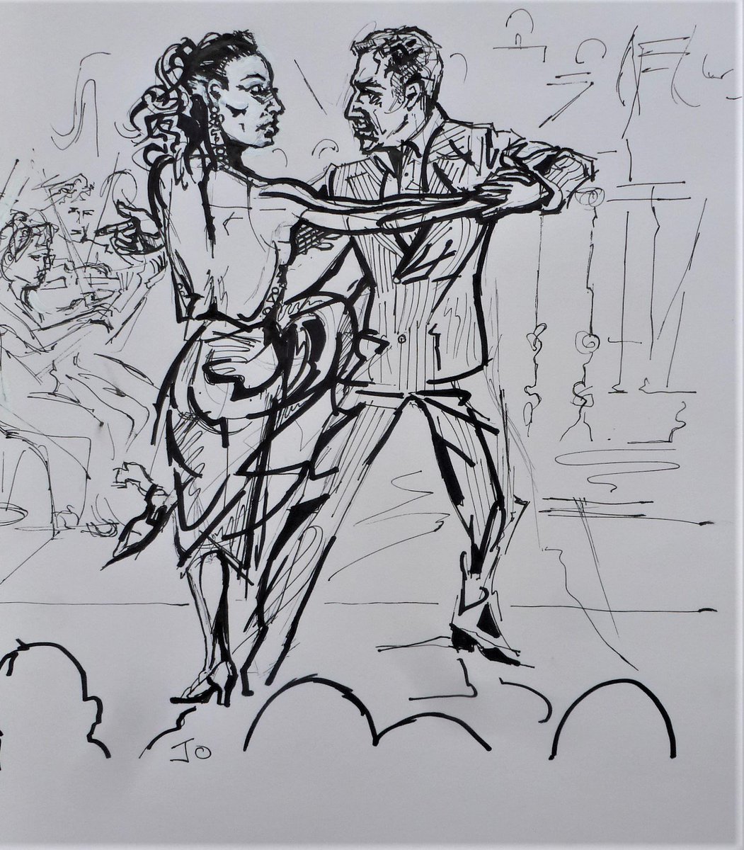 JoBradleypaint's tweet photo. Sketch of @FlaviaCacace and @vincentsimone at #TangoProm @RoyalAlbertHall with @BrittenSinfonia by @JoBradleypaint @VincentFlavia @BBCFOUR @bbcproms https://t.co/erWklEQAPD