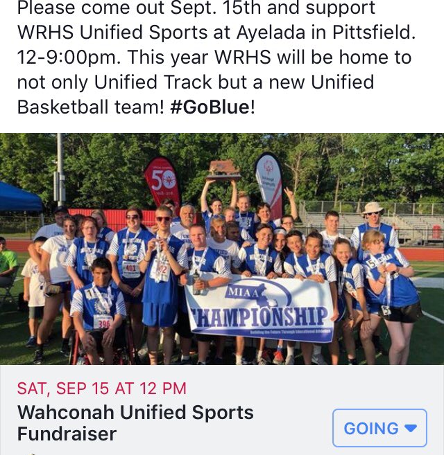 Jenn77278376's tweet photo. Sept. 15th. Please join us to support Unified Sports at WRHS. #GoBlue  @WRHSGoBlue https://t.co/PSl2pZqHBx