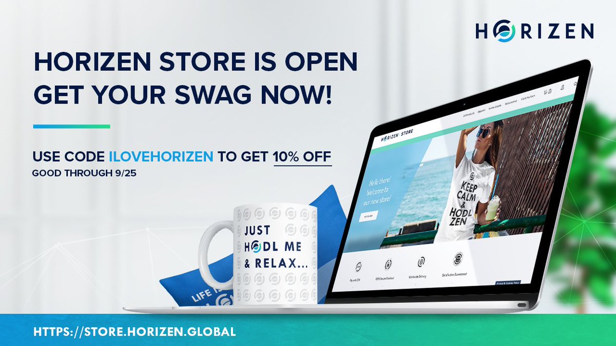 horizenglobal's tweet photo. Something we've all been waiting for: The #Horizen store is HERE! 🎉Anyone in the world can buy some #zentastic swag with $ZEN. Come &amp; enjoy our grand opening special-10% OFF storewide! Deal ends 9/25, so shop now👉https://t.co/7PYUDjYwxa https://t.co/EI7TnriRLu