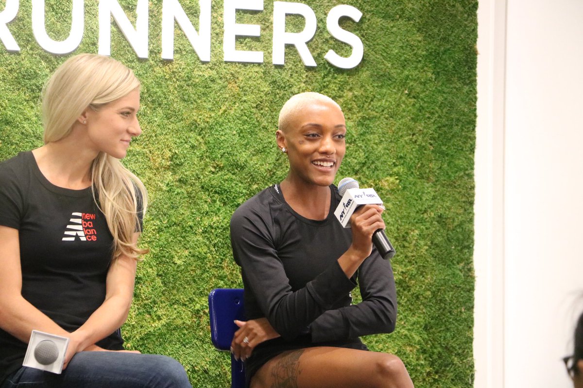 nyrr's tweet photo. Ce’Aira Brown, @trackjenny, and @emmajcoburn are a part of a stacked women’s pro field taking on the #NB5thAveMile tomorrow. But first, they’re chatting with NYC runners at #RUNNERCON, happening now at the #NYRRRunCenter. https://t.co/4HxxizoLhD