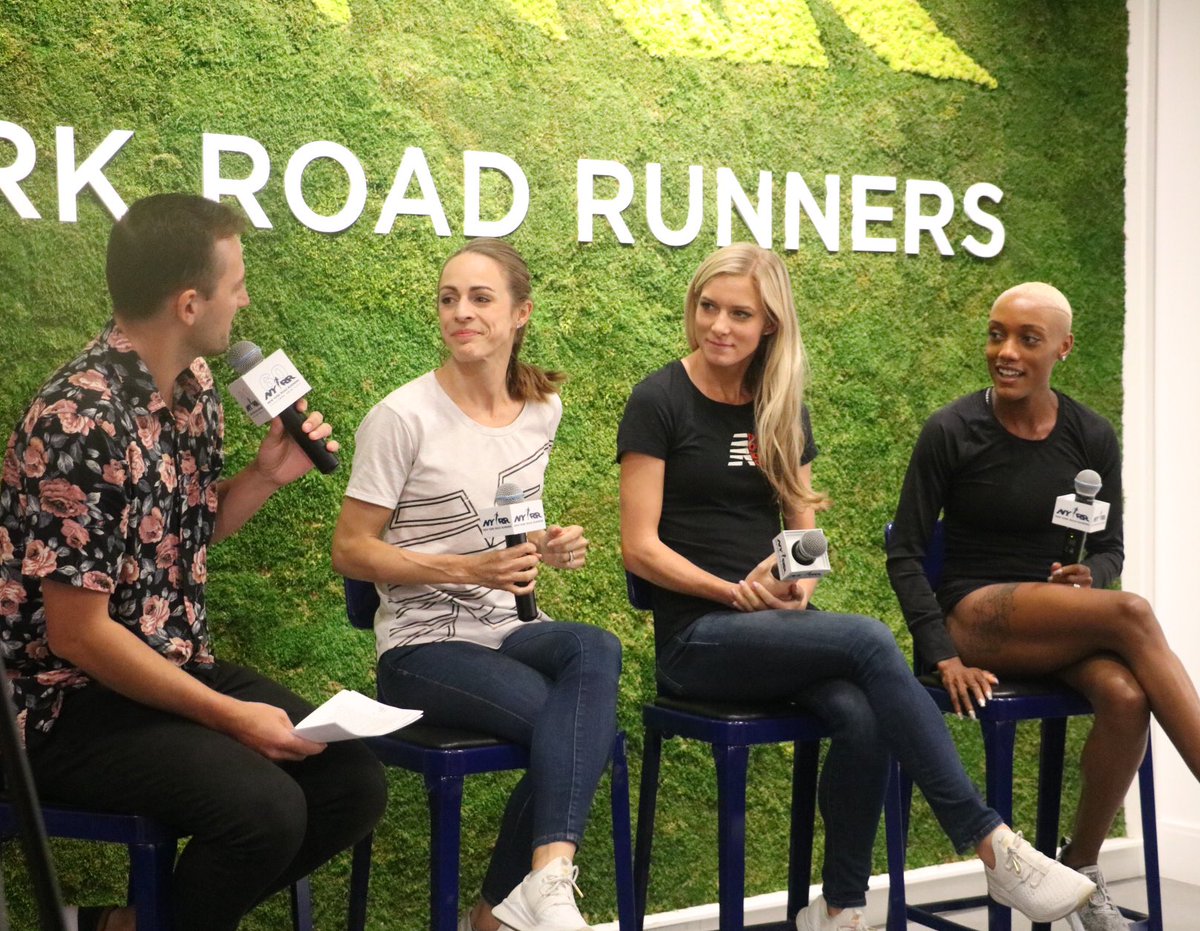 nyrr's tweet photo. “If it had a few steeple barriers it’d definitely be a lot more fun” - @emmajcoburn on the #NB5thAveMile 
#RUNNERCON
#NYRRRunCenter https://t.co/0Z8p0X1nrw
