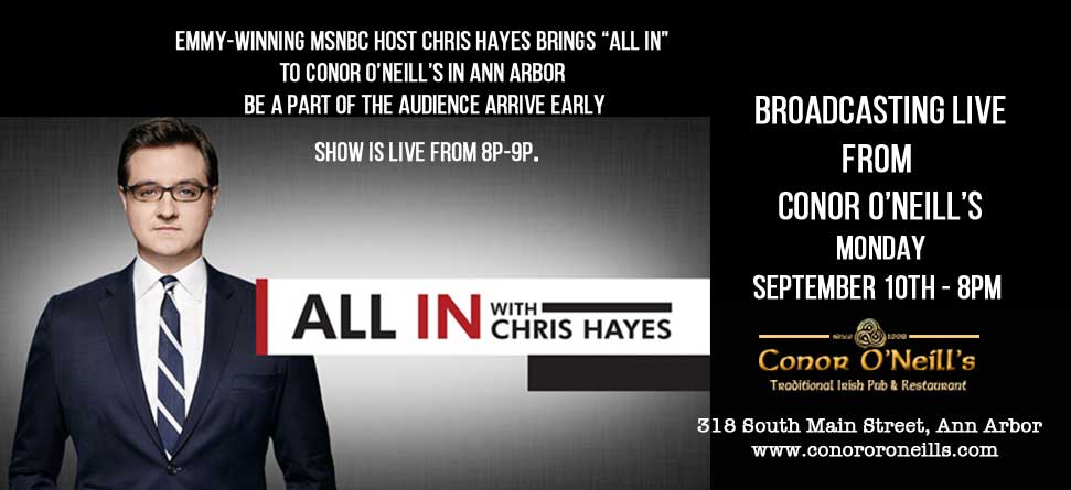ConorsAnnArbor's tweet photo. This is happening on Monday, September 10th at the pub! Be early, live from 8pm to 9pm #allinwithchris #AnnArbor #mainstreetaa #funinthepub #PureMichigan #pureAnnArbor https://t.co/9fbv0MX7fL