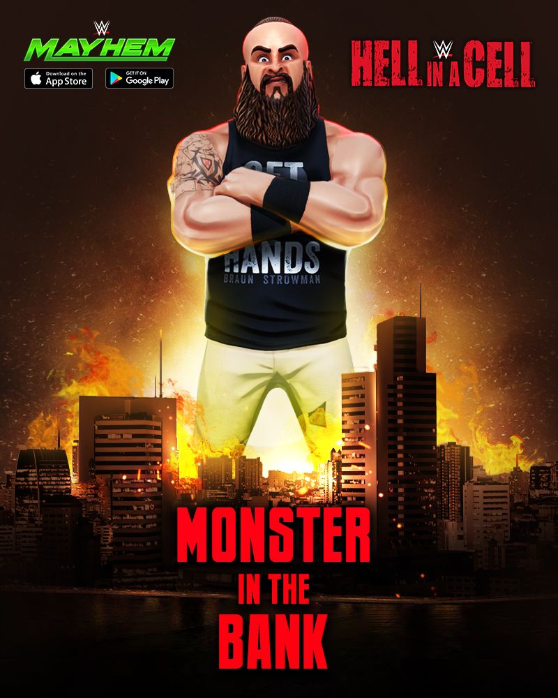 wwe_mayhem's tweet photo. The Monster Approaches.... #GetTheseHands and #BringontheMayhem with WWE Superstar @BraunStrowman's 4 Star Version coming out with the #HIAC Update only in #WWEMayhem! #MonsterInTheBank https://t.co/0HjLEMCp7J