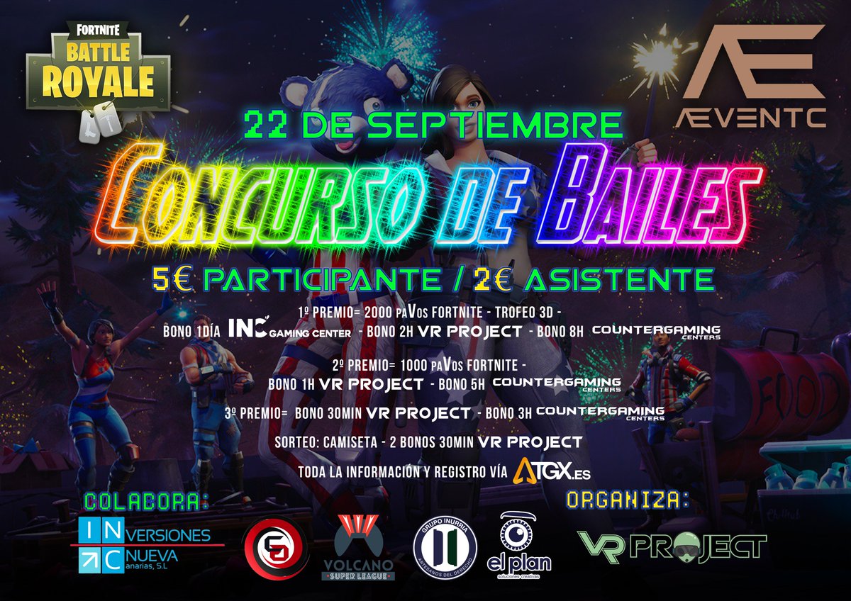 VRProject_es's tweet image. Nos echamos un dancing? 💃 El #22 de #Septiembre no podrás faltar al concurso de Bailes de Fortnite celebrado en @vrproject.es!

Es muy fácil! Prepara tu coreografía con la canción 🎶 que tu elijas, añádele pasos🕺🏻 del #Fortnite y listo!

#vrproject #dance #concurso #bailes