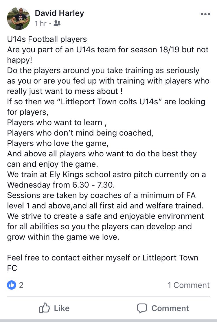 port_fc's tweet photo. Littleport U14’s are looking for more players to add to their squad. For more details please get in contact. ⚽️ https://t.co/R5ODRcdT7I
