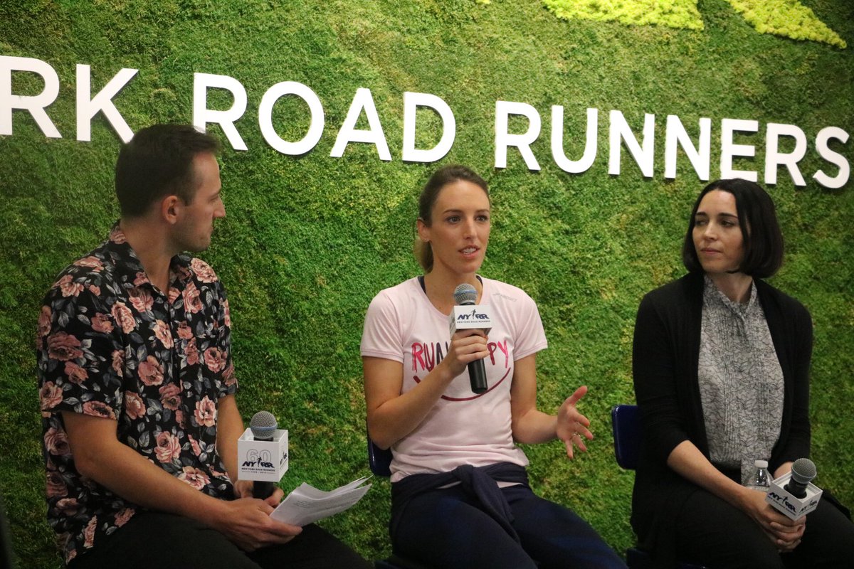 nyrr's tweet photo. “I was a two-time cancer survivor at age 24” - @gg_runs has taken the stage at #RUNNERCON to discuss the benefits of running through cancer. Running remains an important form of treatment for Gabe. 
#NYRRRunCenter https://t.co/Fv3lPXv90x