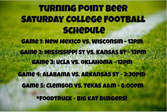 Rainy Day Blues? Come dry off with us and enjoy a glass of Regular Old Plumbus New England Double IPA our latest release. We have College football on all day and some tasty burgers being served up by Big Kat Burgers! #plumbus #beer #hazyipa #burgers #football #turningpointbeer