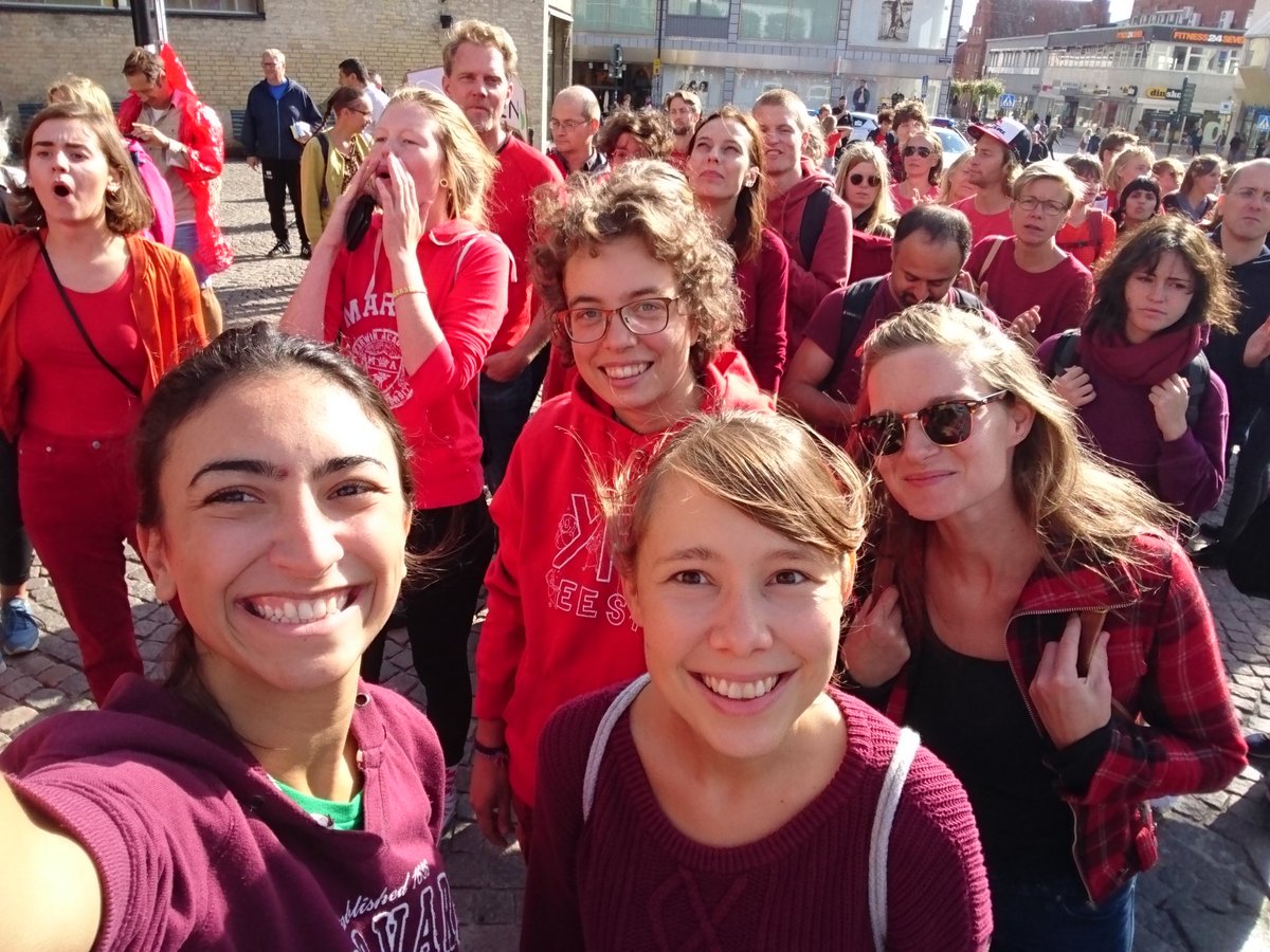lutimasc's tweet photo. Today it was time to wear #red and demand for #climatejustice and #climateaction now! #Lund was also a part of the global movement #ClimateMarchSE and #RiseForClimate 💪👊 #LUMES #students https://t.co/dJkCMlGinu