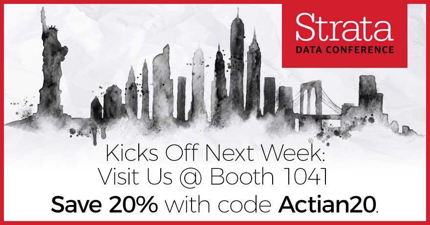 ActianCorp's tweet photo. Join Actian at the #StrataData Conference in NYC next week from 9/11-9/13 at booth #1041 where you'll see live demos of #ActianVector, Zen & DataConnect. Save 20% off your pass with the discount code Actian20. Register now: https://t.co/O4EkvsbCEf https://t.co/KYUzPTEQQb
