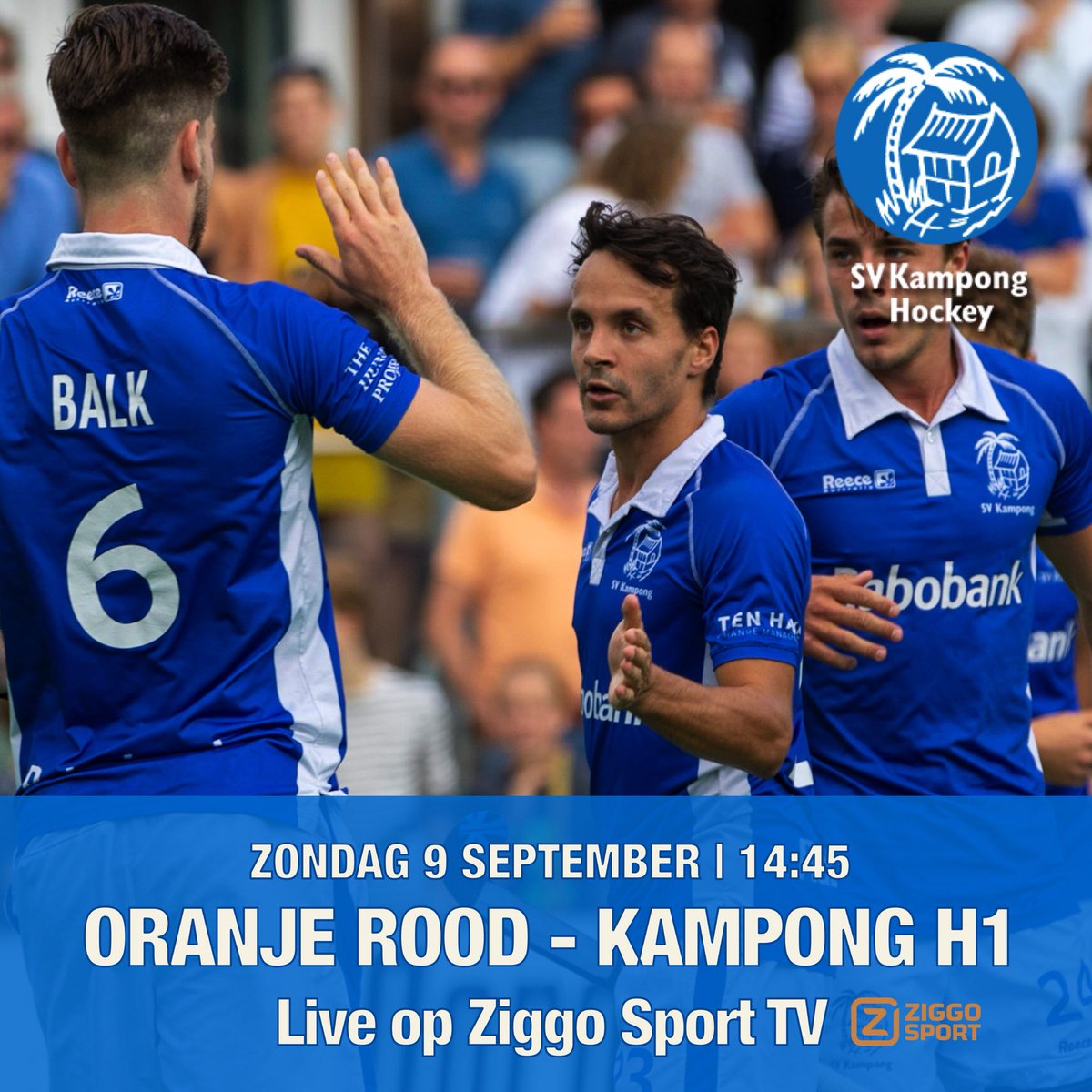 Zondag <a href="/HCOranjeRood/">HCOranje-Rood</a> uit. Wedstrijd kun je live volgen op <a href="/ZiggoSport/">Ziggo Sport</a> TV. Aanvang 14:45u. #orkam 💙💪🔥 <a href="/KampongHockey/">SV Kampong Hockey</a>