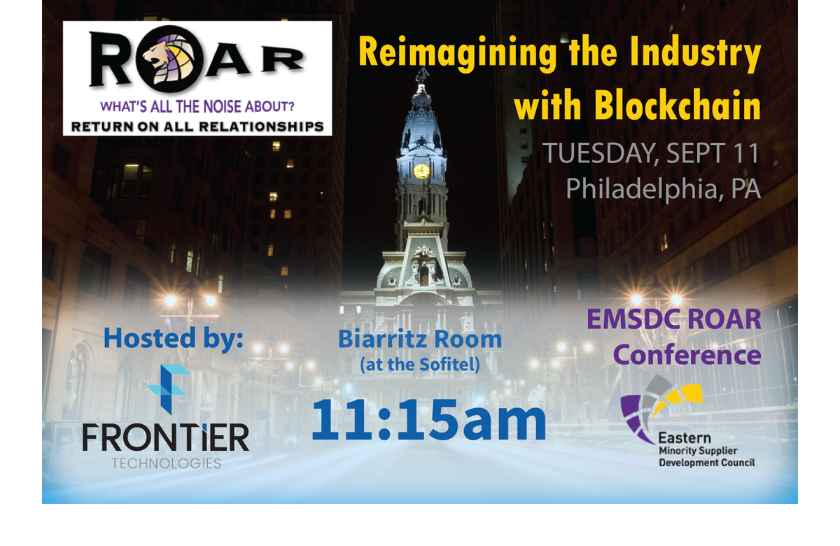 FTiUSA's tweet photo. Do you keep hearing about #blockchain but don't fully understand it, or how it may impact your business? Don't miss our workshop at #ROAR2018 #drivinginnovation #returnonallrelationships #EMSDC https://t.co/AuRgzZCZqc