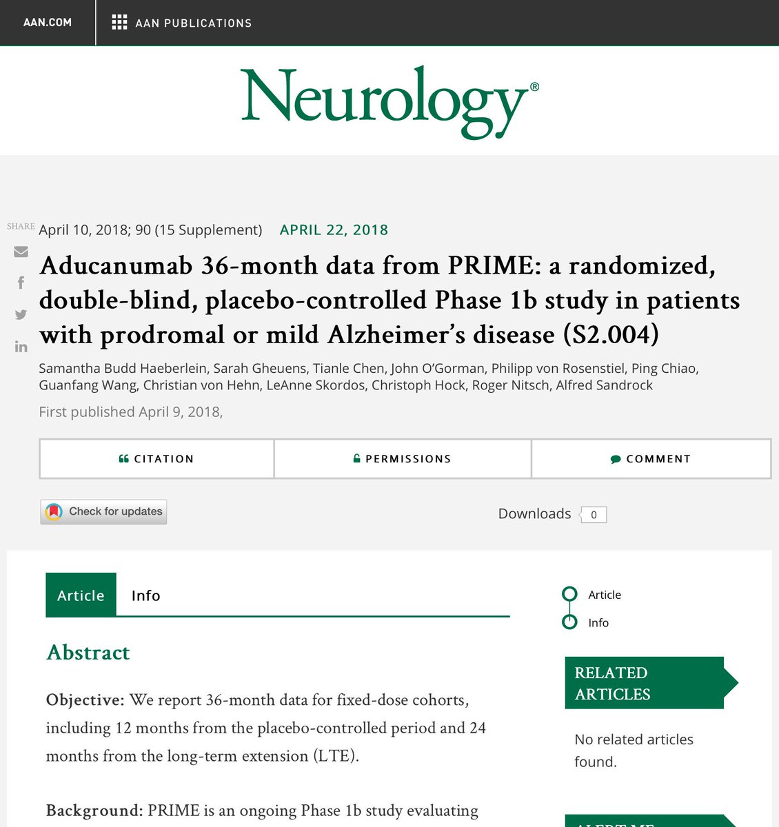 DrHMurad's tweet photo. #New_study in #Alzheimer_disease
#Aducanumab in phase 2 CRT reduced amyloid plaque levels and data suggest clinical benefit for patients continuing aducanumab over 36 months. Now moving to phase 3 clinical trial https://t.co/h8PsGpJBcL