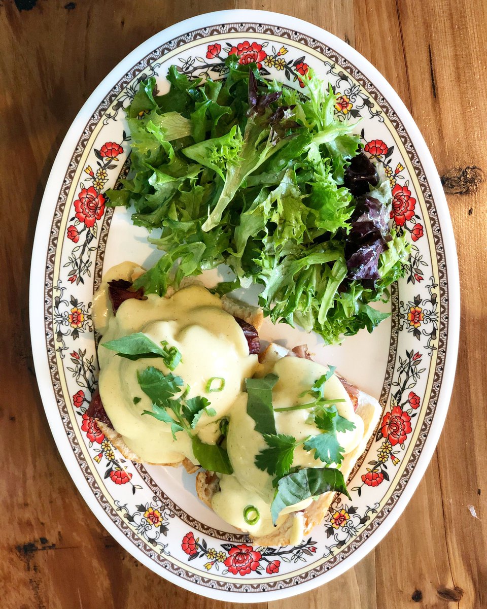 haihaimpls's tweet photo. Pho-Spiced Corned Beef Benedict is another delicious addition to our new brunch menu! Corned beef slowly braised in pho spiced and aromatics, baguette, poached eggs, pho hollandaise, herbs and mixed greens. It’s <insert pho pun here> !!! https://t.co/ak3A9CQa8R