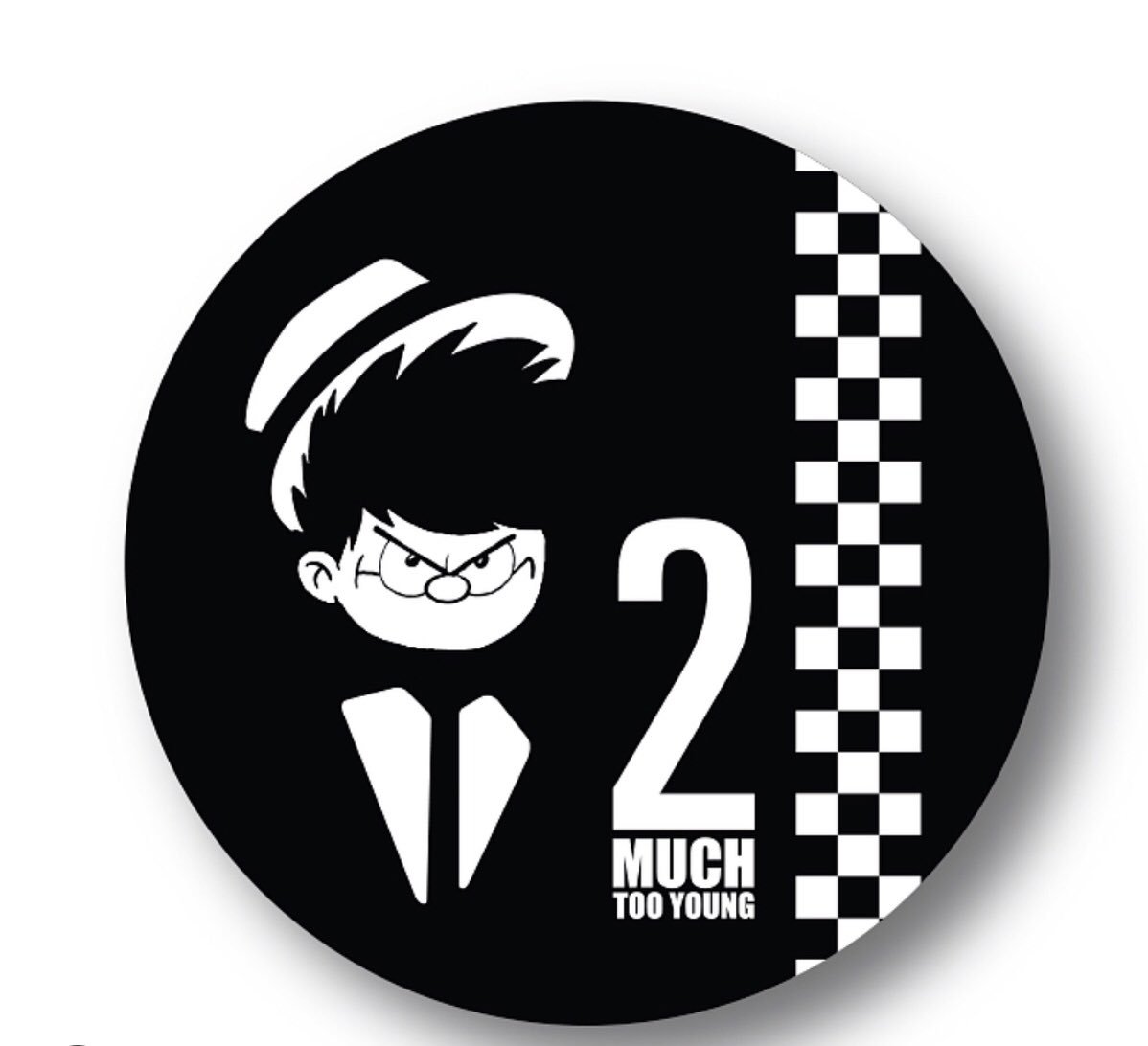 The creative team @ebowdigital #dublin have made a few cheeky badges to accompany the exhibition #ReleaseTheMenace ... collection in honour of @BeanoOfficial 80th Birthday: here’s one of them! #twotone #dennisthemenace #badge #art 😎