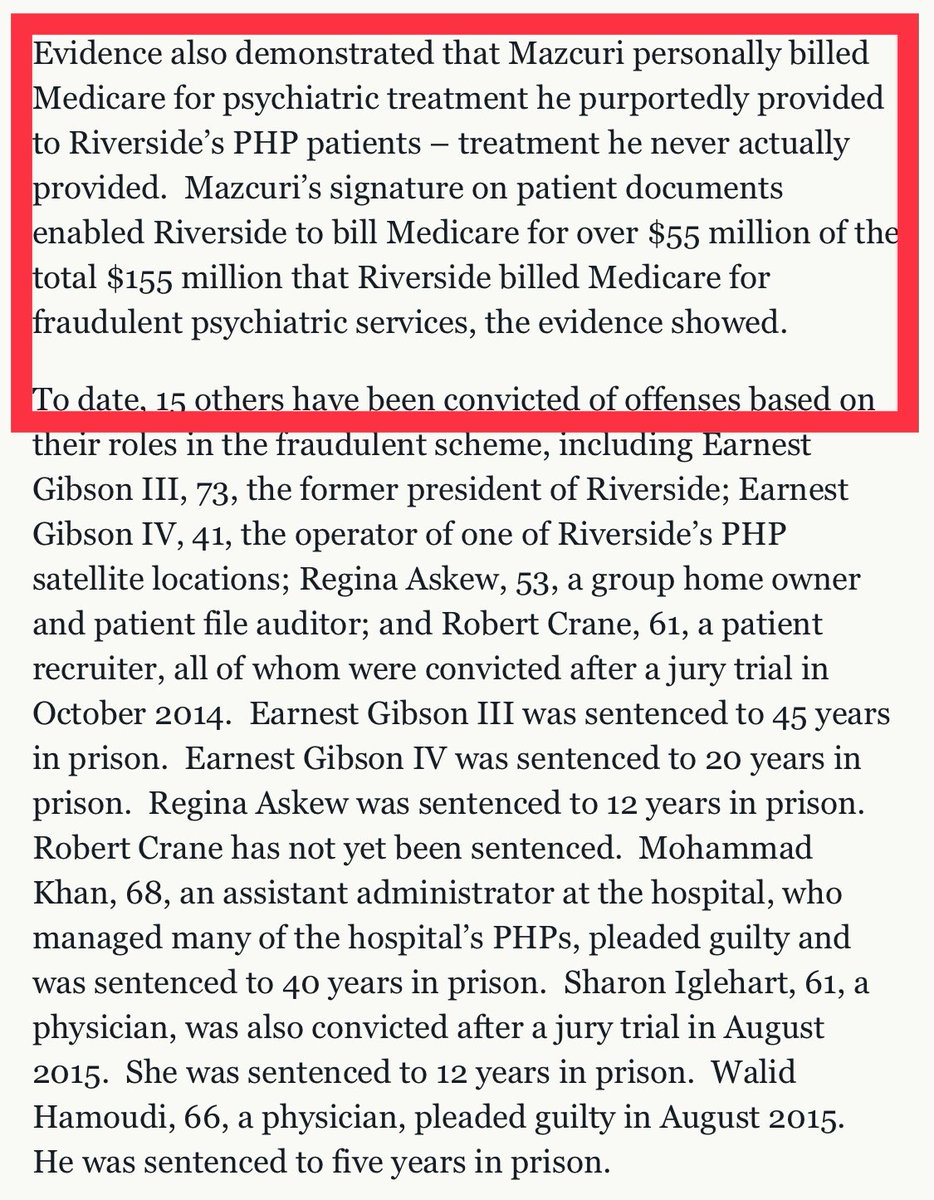 Ruby__45's tweet photo. Houston psychiatrist #RiyazMazcuri was sentenced to more than #12YearsInPrison for role in #155MillionMedicareFraudScheme
To date #15othersHaveBeenConvicted based on their roles in the fraudulent scheme.
#RubyTT45
https://t.co/xjEaivyMMC https://t.co/vabe0tWgEX