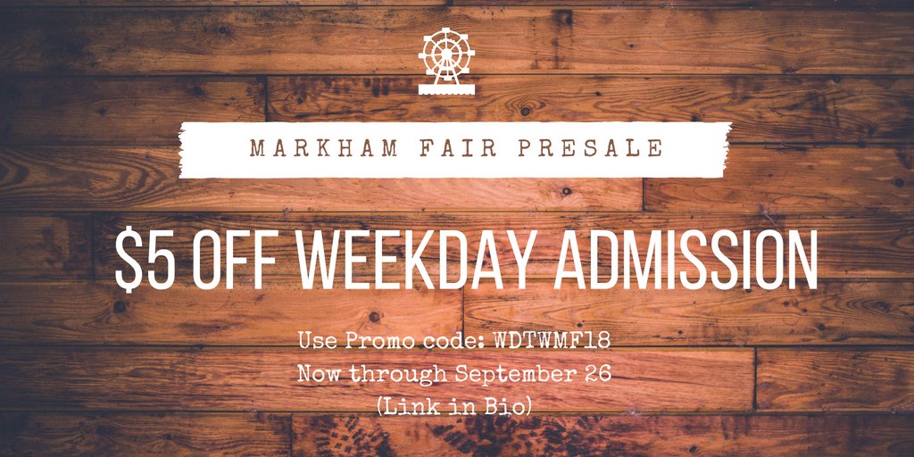 markhamfair's tweet photo. Get $5 Off your weekday admission ticket when you use promo code: WDTWMF18

Get your tickets here: https://t.co/1HzOsu5E9s https://t.co/mhVGy5Bg3G