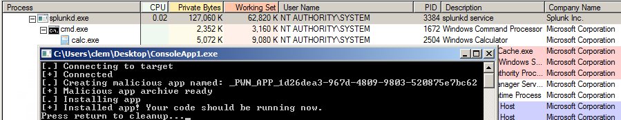 cnotin's tweet image. Just created a variant of @airman604's "Splunk Whisperer"
medium.com/@airman604/spl…

Local privilege escalation #LPE on Windows via #Splunk misconfiguration (running as SYSTEM and default/known credentials, not a new vuln!)
Full standalone C# 👌

I'll share after testing it more!