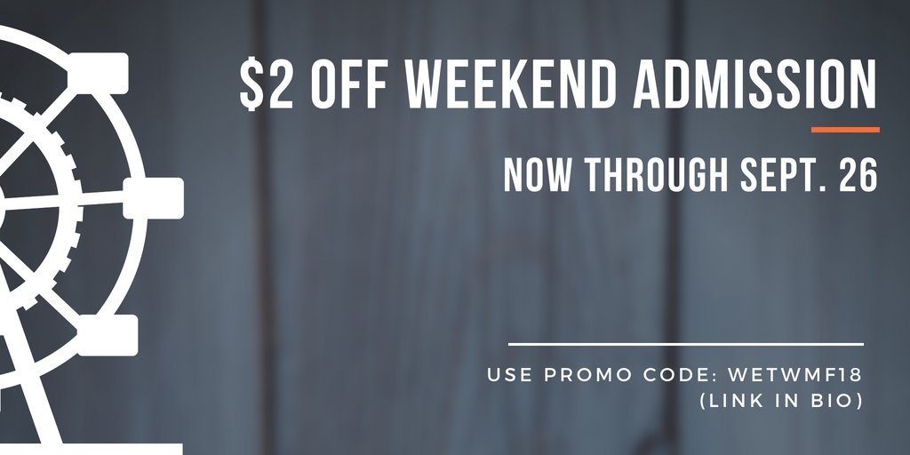 markhamfair's tweet photo. Get $2 off your weekend admission ticket when you use the promo code: WETWMF18

Get your tickets here:
https://t.co/1HzOsu5E9s https://t.co/Q0N19Esqxn
