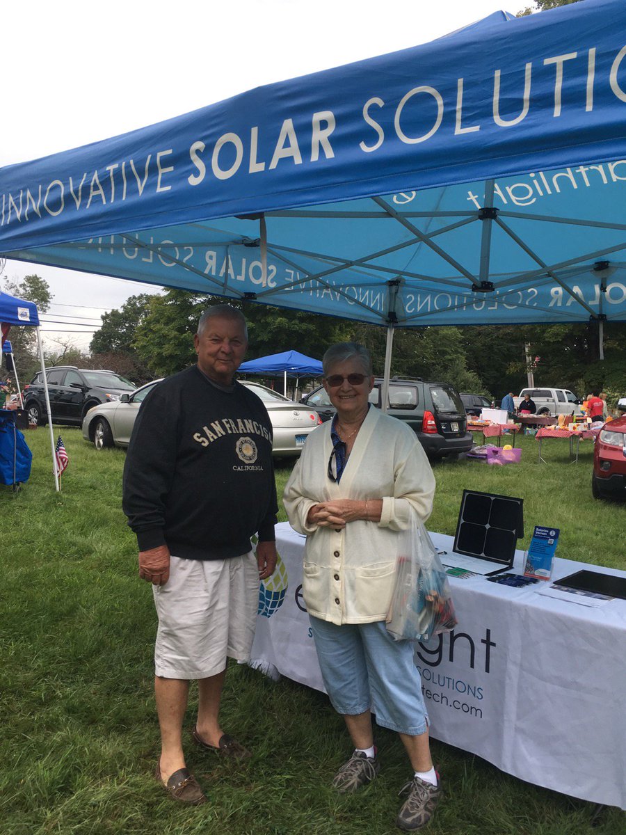 EarthlightTech's tweet photo. Ran into some of our East Windsor #solar owners at the Willington Flea Market today. They ran their AC all last month and still only had a $9.21 electric bill! Solar makes it easy to stay comfortable in Connecticut. https://t.co/R8IwnWsBew https://t.co/mjALBI35Tn