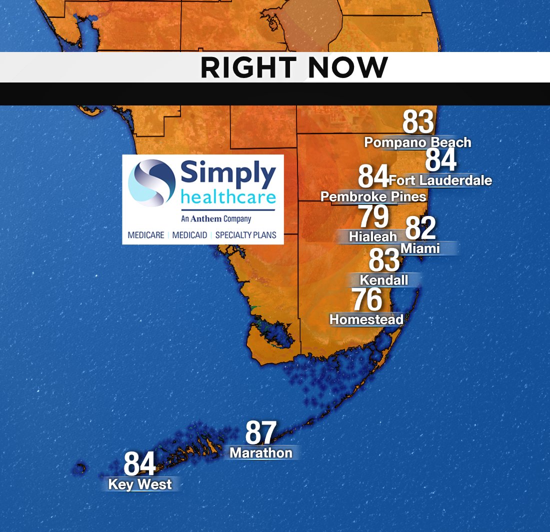 It's 2PM, here are south Florida's current temperatures. #BROWARD #MIAMIDADE #FLKEYS Presented by Simply Healthcare https://t.co/OjLsc71R5T
