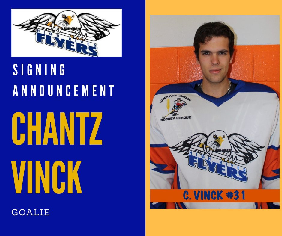 HRFlyers's tweet photo. SIGNING ANNOUNCEMENT 
2018/19 Season

CHANTZ VINCK (G)

Welcome back, Chantz!!! 

.
.
.

#HRFlyers #goflyersgo #foreveraflyer #HJHL #hockeyalberta #FlyersBuzz #flyersbuzz #juniorhockey https://t.co/O0GJE07RoX