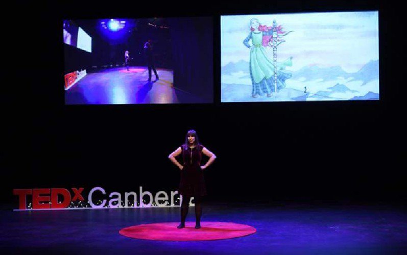 eryberi's tweet photo. Yesterday I spoke at #TEDxCanberra, about retelling (feminist!) fairy tales, diversity and representation in our stories, and inspiring young people (and especially young women) to see themselves as the heroes of their own stories. What an amazing experience! #feministfairytales https://t.co/N6ebVPyxfc