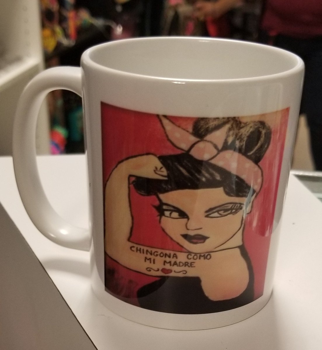 Cafesito in this Chingona como mi Madre coffee cup is the way to start your day! Available at Que Retro Arts located inside Wonderland of the Americas