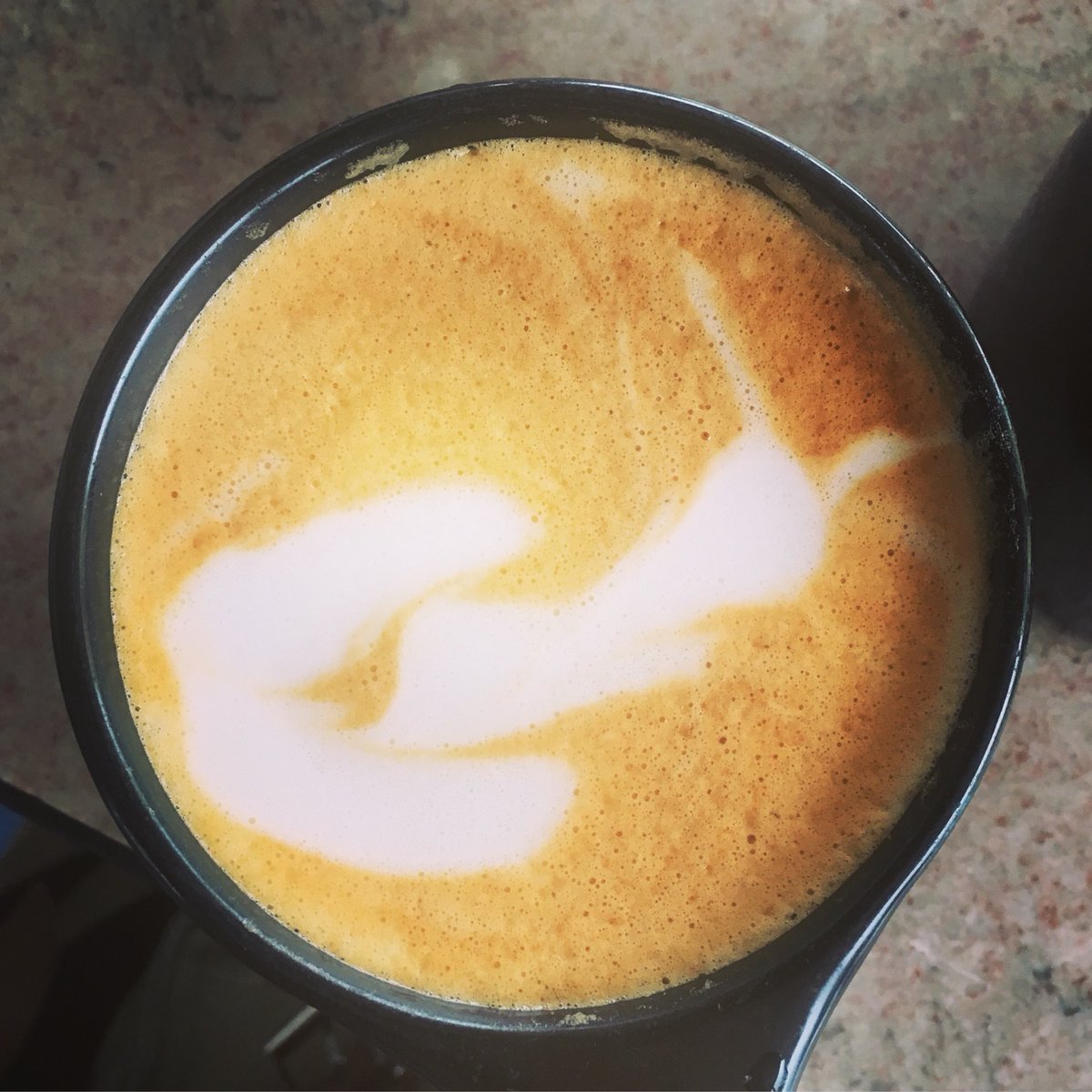 The1YearLife's tweet photo. Soooo, this latte art.....the first one I had was a heart, and then the second one was this. I think my barista was making some pretty quick moves, if you know what I mean.... #latteart #everythhingisaninnuendo https://t.co/P3Mf9oPmXd