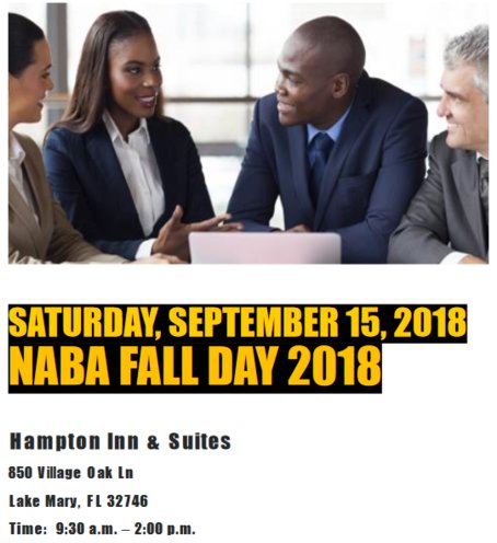 Nabaucf's tweet photo. Come and join us on September 15 at the Hampton Inn &amp; Suites in Lake Mary when we will network with professionals from NABA Orlando. They will be there to give students one-on-one professional development advice. https://t.co/SAwjiDvJ91