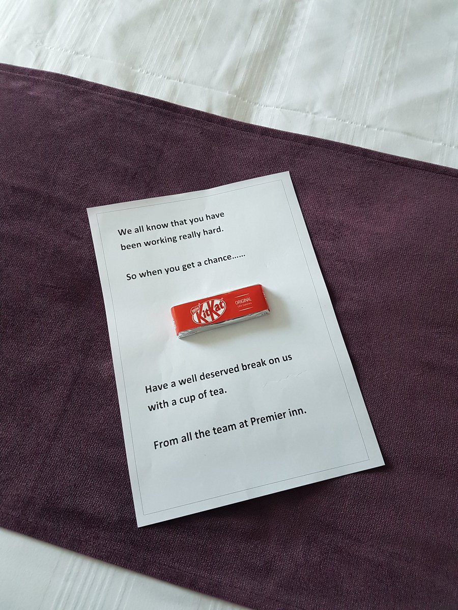 PI WOW alert!! Nice little touch we left in our makes for business people on Wednesday. Hope they enjoyed there Kit Kat #piwow #newcastleairport #premierinn