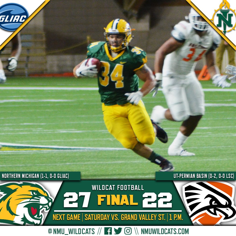 🏈 <a href="/NMU_Football/">NMU Football</a> 🏈
FINAL | Wildcats 27, Falcons 22
A win for the Wildcats! Mayon leading with 228 and player of the game! 
#NMUwildcats #ShareNMU