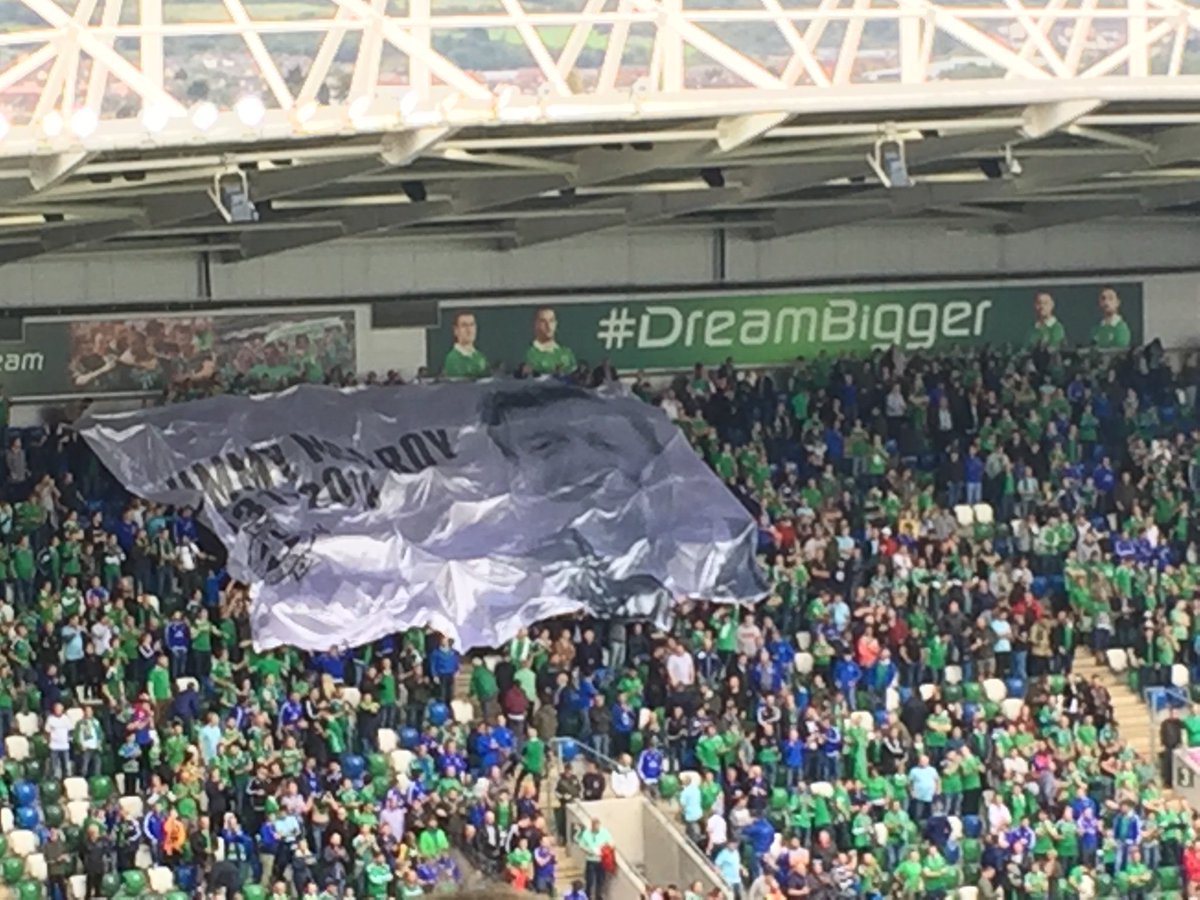 Buntingfootball's tweet photo. Another fantastic day working at Windsor Park as Northern Ireland lost 2-1 to Bosnia and Herzegovina. The Green and White Army the better side but as the saying goes if you donโt take your chances you get punished #GAWA #NIRBOS https://t.co/riLjrYoQk9