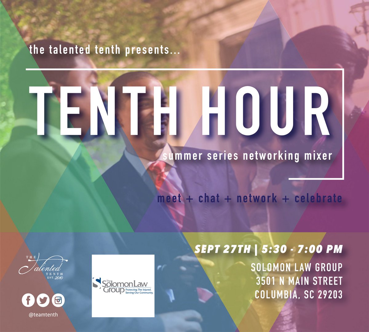 Join us on the 27th for our finale Tenth Hour of the year at <a href="/solomonlawsc/">Solomon Law Group</a> 

Tell a friend to bring a friend.