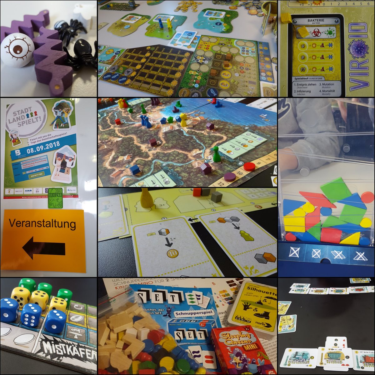 Brettspielpoet's tweet photo. Es war wieder ein schöner Tag bei #StadtLandSpielt in Braunschweig, danke an alle Organisatoren und Spieleerklärer! #altiplano @dlp_games #panicmansion @BlueOrangeGames @Asmo_dee #dropit @KOSMOS_Verlag #Valparaiso #mistkäfer #bummelbahn @LookoutSpiele @Beeple_Netzwerk https://t.co/LGBV7YQXAK