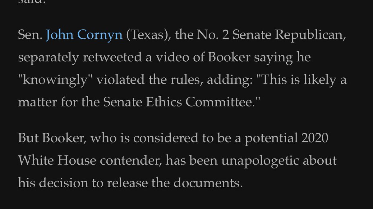 John wants to send Senator Booker to the Ethics committee but didn’t do anything about the  #CultureOfCorruption rampant in the Texas GOP reps.Blake sexually harassing staff.And Culberson and Conaway not being held accountable for insider trading.  https://www.google.com/amp/s/www.texastribune.org/2018/08/08/texas-congressmen-culberson-conaway-collins-indictment/amp/