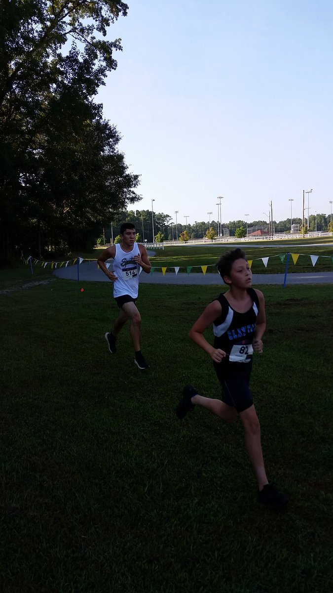 SSS Cross Country at the Knights Invitational today. 11 out 16 runners ran their best times today. Congrats to Drew Topoly who took 7th place today. #SSStrong