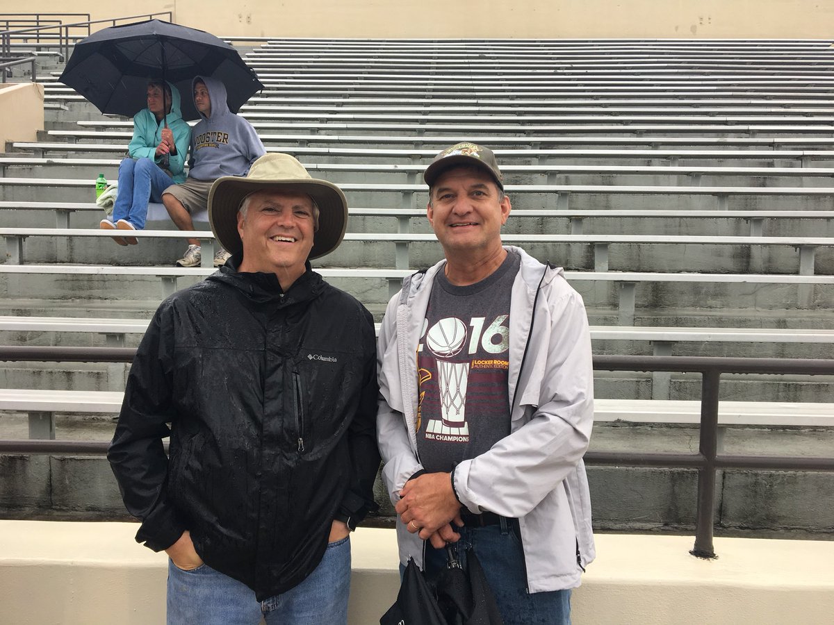 PresidentBolton's tweet photo. Today @WoosterFH game... @wjsudduth , class of ‘88, connects with his math professor, John Ramsay, for the first time in 30 years. They are watching Bill’s daughters, now both students of Prof Ramsay themselves here  @WoosterEdu !!  A great day! #GoScots @WoosterAlumni https://t.co/0hfUl3C1TC