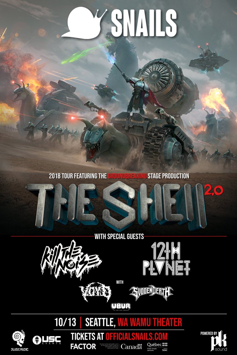 uscevents's tweet photo. Supporting the slugging of Seattle are heavy hitters @killthenoise and @12thplanet. Who's ready for #TheShellTour 2.0 next month? https://t.co/I6sKO88ROj