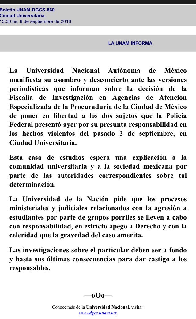 WeberRivero's tweet photo. La #UNAM exige una explicación A la #Procuraduría de la ciudad de México. https://t.co/52gnX0czCN