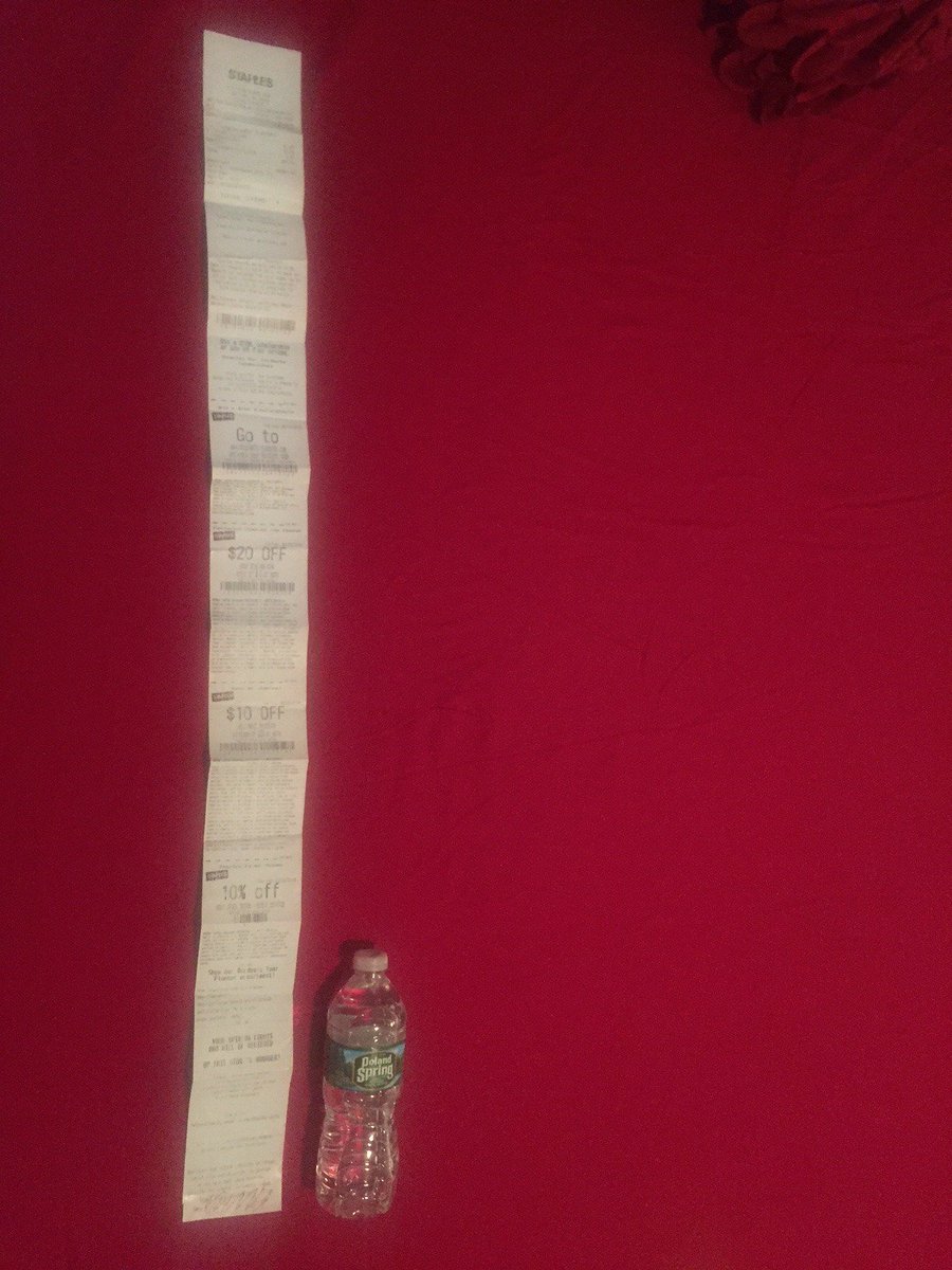 I recently bought one item at @Staples -- ink for my printer -- and the receipt was 38 inches long, with coupon after coupon. #Overkill