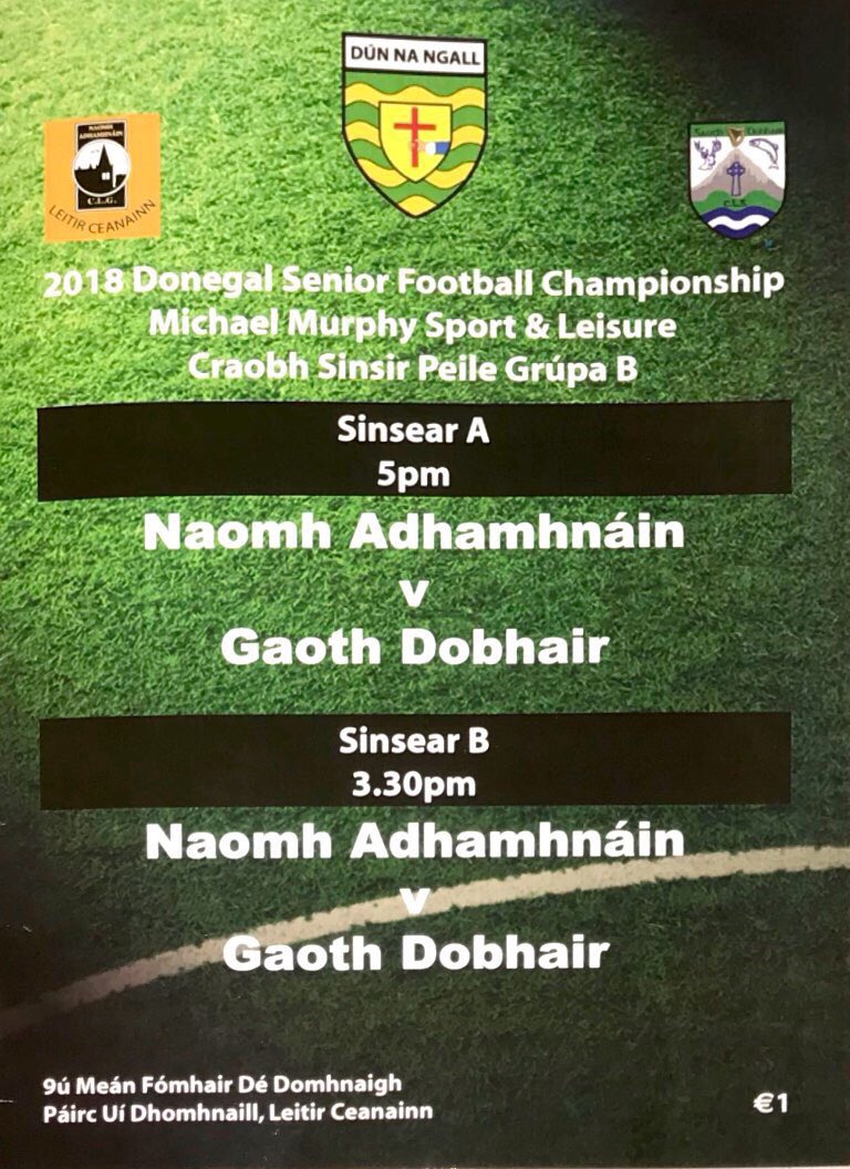 Cover of tomorrow’s limited edition match programme. What a start to the 2018 Senior Championship as Donegal’s most storied rivalry prepares to write another chapter. <a href="/StEunansGAA/">St. Eunan's GAA Club</a> v <a href="/gaothdobhairclg/">CLG Ghaoth Dobhair</a>  #nothingbeatsbeingthere