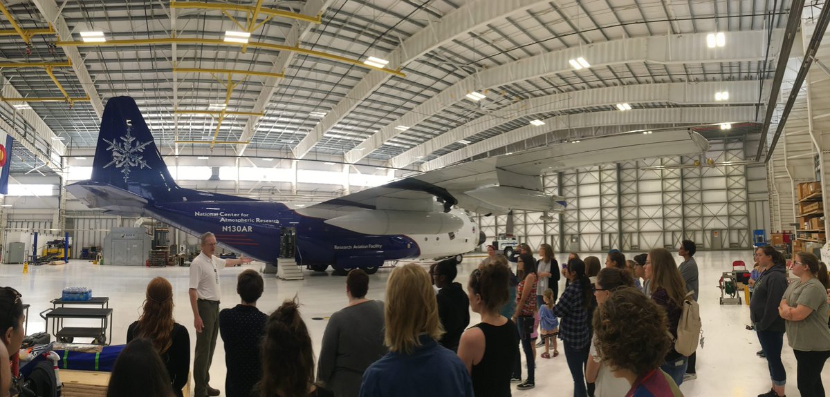 RockDocLML's tweet photo. First time @ncareol Research Aviation Facility! Thanks to #PROGRESSmentoring program for a great workshop! It was great to hear about the #WECAN2018 field campaign, and to hear from #womenscientists about #mentoring. @NCAR_ACOM #NSFfunded @NSF_GEO #NCARexplorer https://t.co/FdMi3bvWMv