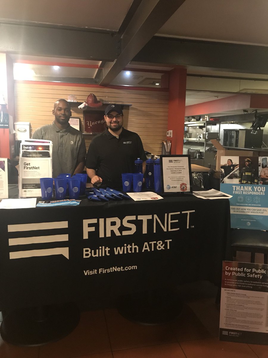 Here with Malcom and Aaron at Fire House 1 Restaurant talking about FirstNet and helping to raise money for Montgomery County Fire Fighters.