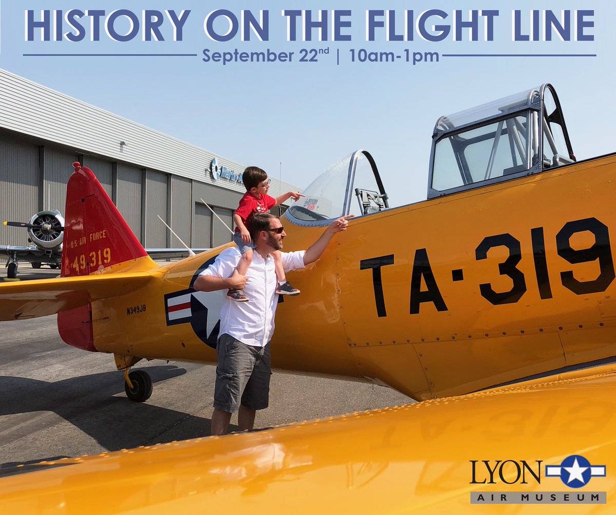 LyonAirMuseum1's tweet photo. If you didn’t get a chance to attend our #HistoryOnTheFlightLine this year, here’s your last chance for 2018! Come spend Saturday, September 22 with us from 10am-1pm
#rampday #visitinplanes #ocevent #avgeek #orangecounty #newportbeach #t6 #FlyJWA #JohnWayneAirport #lyonairmuseum https://t.co/JMjDfWstxh