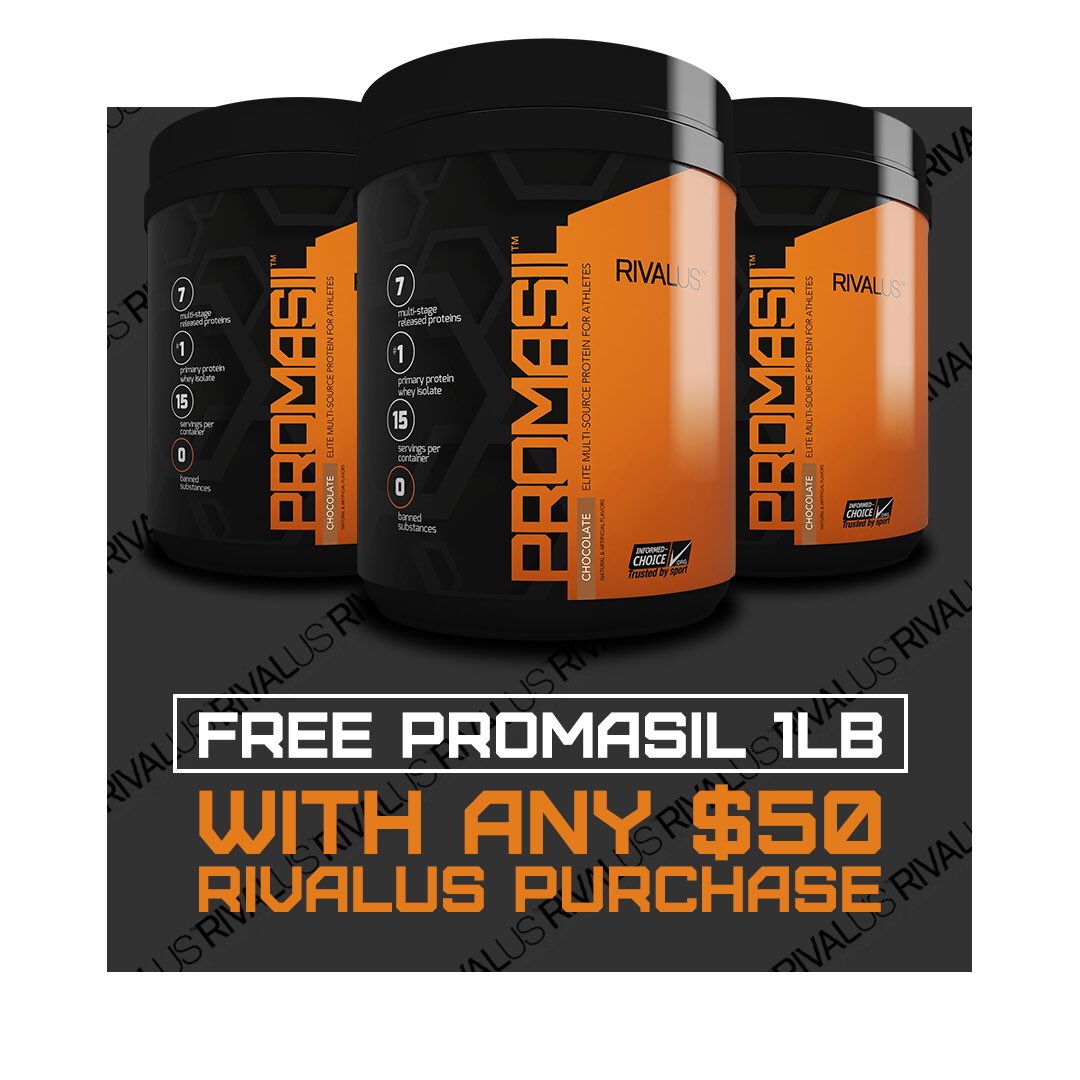 GNCCanada's tweet photo. September 7th to 31st: FREE @RIVALUS Promasil 1lb with any @RIVALUS $50 purchase! Find a store near you: https://t.co/DPGLyM7aNT
#gnccanada #teamrivalus #rivalus #promasil #sportsnutrition #protein #cfl #mensfitness #femalefitness #free #isolate #preworkout #bcaa https://t.co/TAc4LDVV2y