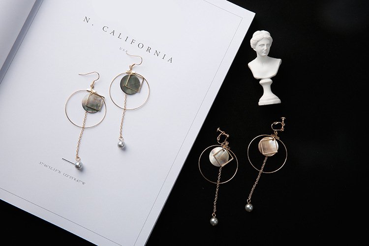 #boho  Natural Shell Drop Earrings