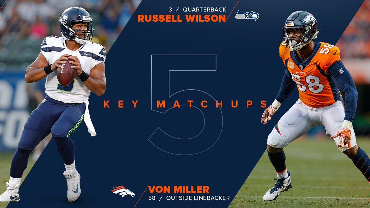 Broncos's tweet photo. .@VonMiller needs 2.5 sacks to reach the Top 50 in @NFL history.

Will he get them in #SEAvsDEN?

🖐 key matchups » https://t.co/RO9qZBt6Pr https://t.co/LeaQMQ63Eu